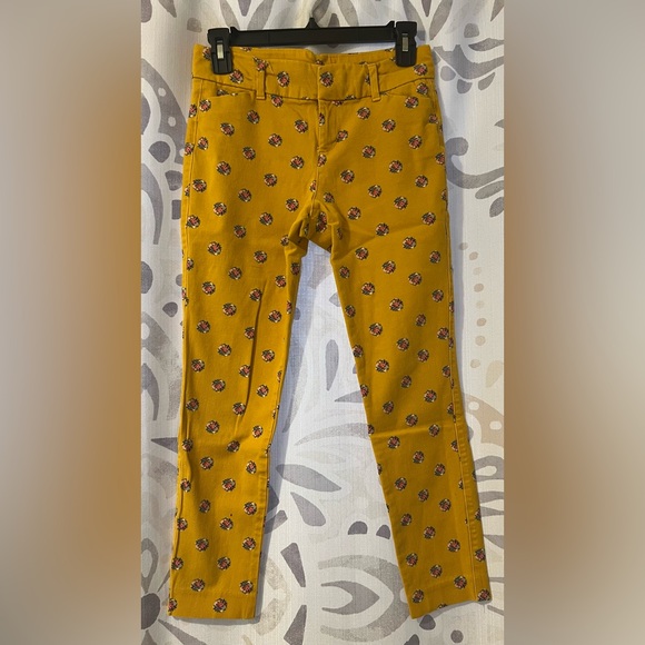 Old Navy Pants - Old Navy Yellow Floral Skinny Pants